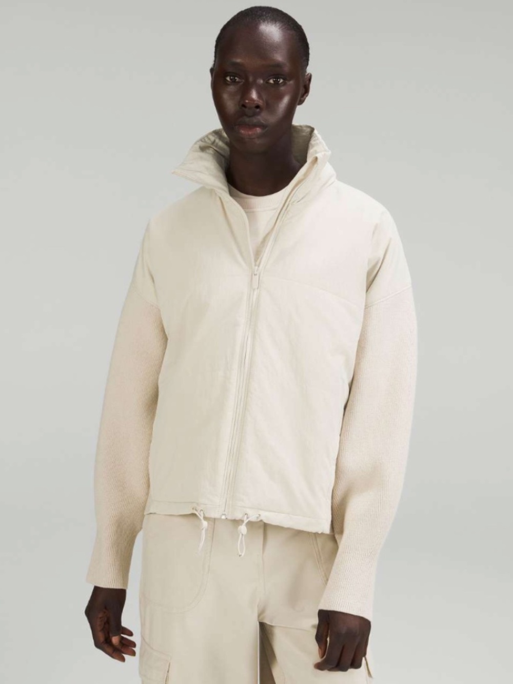 LULULEMON WATER-REPELLENT FULL-ZIP SWEATER NATURAL IVORY SIZE 14